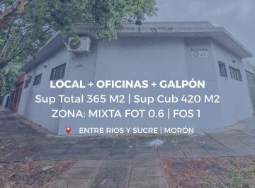 Bodega-Galpón · 420m² · 8 Ambientes · 8 Cocheras · Local Comercial | Oficinas | Galpón | Vivienda | Zona Mixta | Morón