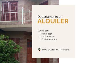 Departamento de 2 ambientes, Río Cuarto · Departamento en Alquiler - Macrocentro