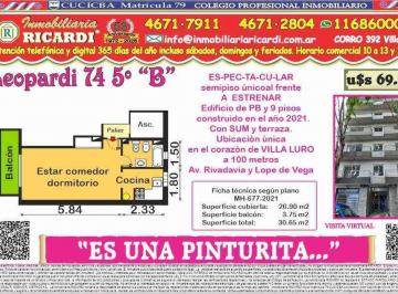 Departamento · 27m² · 2 Ambientes · Es Una Pinturita - Pisito Único Al Frente a Estrenar.
