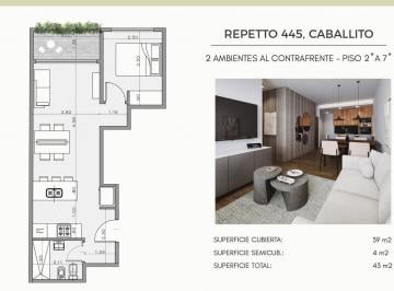 Departamento · 39m² · 2 Ambientes · Departamento 2 Ambientes en Caballito a Estrenar