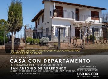 Casa · 400m² · 8 Ambientes · 1 Cochera · Venta Casa y Departamento en San Antonio de Arredondo con Vista a Las Sierras y Pileta