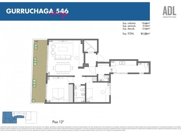 Departamento · 73m² · 3 Ambientes