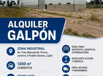 Bodega-Galpón · 1200m² · Alquiler Galpon Zona Industrial Lujan