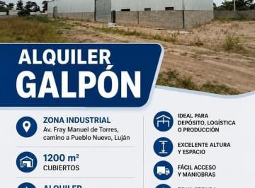 Bodega-Galpón · 1200m² · Alquiler Galpon Zona Industrial Lujan