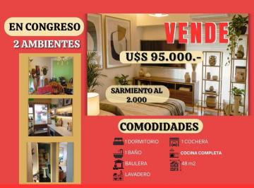 Departamento · 48m² · 2 Ambientes · 1 Cochera · Depto 2 Ambientes, Sarmiento Al 2.000,u$d 95.000. -,c/cochera, Baulera.
