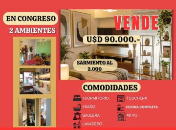 Departamento · 48m² · 2 Ambientes · 1 Cochera · Depto 2 Ambientes, Sarmiento Al 2.000,u$d 90.000. -,c/cochera, Baulera.