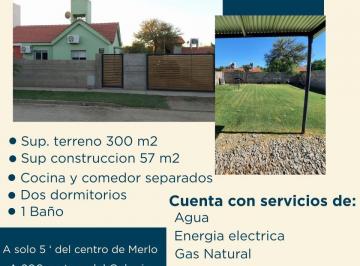 Casa · 53m² · 2 Ambientes · 1 Cochera · Oportunidad Casa Villa de Merlo, San Luis