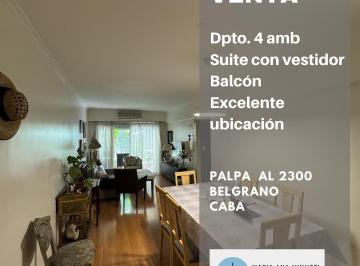 Departamento de 4 ambientes, Belgrano · Excelente Semipiso 4 Amb en Belgrano - Dorm. Ppal en Suite con Vestidor - Balcón - Impecable