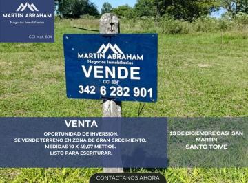 Terreno , Santo Tomé · Se Vende Terreno