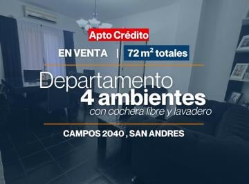 Departamento de 4 ambientes, General San Martín · Venta de Departamento 4 Ambientes con Cochera Libre y Lavadero en San Martin