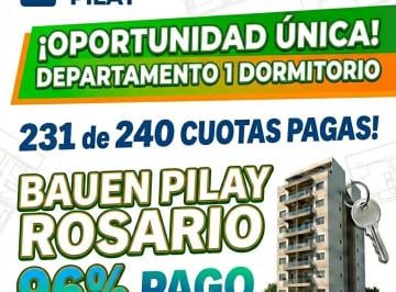 Departamento de 1 ambiente, Rosario · Oportunidad Bauen Pilay: 1 Dormitorio - 97% Pago - Rosario