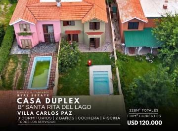 PH · 110m² · 6 Ambientes · 1 Cochera · Venta Casa Duplex de 3 Dorm. con Pileta en Barrio Santa Rita – Villa Carlos Paz