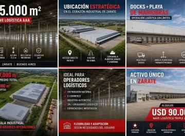 Bodega-Galpón · 25000m² · Alquiler Nave Logística Aaa | 25.000 m² | Zárate | Parque Industrial | Docks + Playa | Multinacional