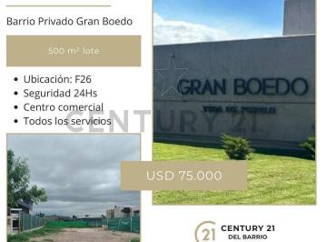 Terreno · 500m² · Oportunidad en Gran Boedo - Terreno 500 m² Manzana F26/ 75.000 Usd