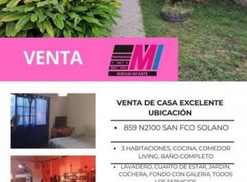 Casa · 1m² · 3 Dormitorios · En Venta Casa San Fco Solano