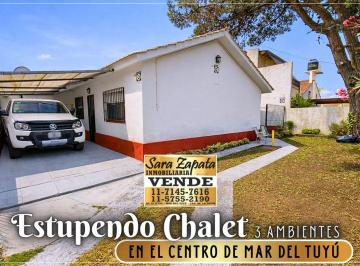 Casa de 3 ambientes, Mar del Tuyú · 72 363 Chalet 3 Ambientes Centro de Mar del Tuyú a 2 Cuadras del Mar Vende Sara Zapata Inmobiliaria