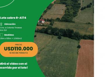 Terreno · 2560m² · Gran Terreno Sobre Ruta a 174! - 2560 m² - Apto Residencial E Industrial - Se Recibe Permuta!