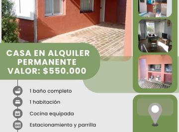 Casa de 2 ambientes, Los Reartes · Alquiler Permanente por 1 Año, 1 Dormitorio, Cochera Techada con Asador