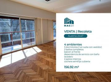 Departamento · 129m² · 4 Ambientes · 1 Cochera · Departamento en Venta 4 Ambientes con Cochera.