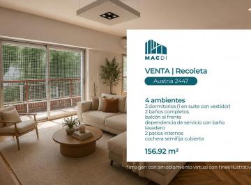 Departamento · 129m² · 4 Ambientes · 1 Cochera · Departamento en Venta 4 Ambientes con Cochera.