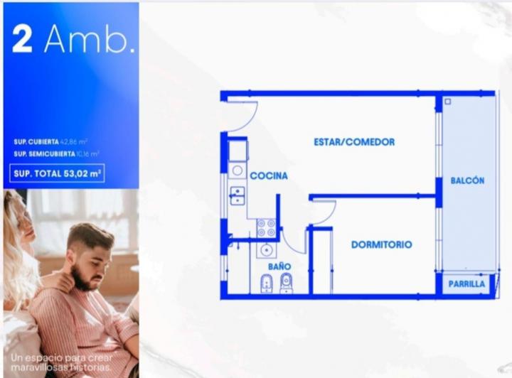 Departamento · 43m² · 2 Ambientes