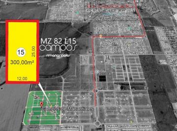 Terreno , Córdoba · Venta. Lote Campos de Manantiales 300 m² Frente Espacio Verde, Fondo Norte