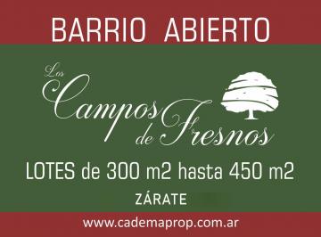 Terreno · 300m² · Lote en Barrio Abierto Sin Expensas Campos de Fresnos. Terreno de 300 m²