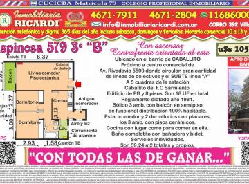 Departamento · 55m² · 3 Ambientes · Con Todas Las de Ganar. 3 Amb Balcon Contraf Al Este
