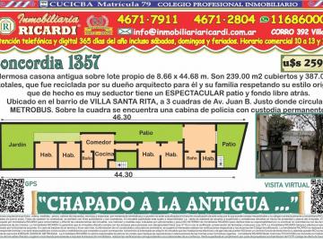 Casa · 239m² · 5 Ambientes · 1 Cochera · Chapado a La Antigua Pintoresca Casona Lote 8.66 X 44.68