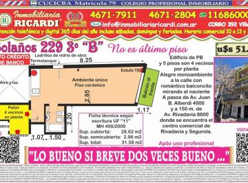 Departamento · 29m² · 1 Ambiente · Lo Bue Si Bre Dos Veces Bue - Alegre Amb Balcon Al Frente