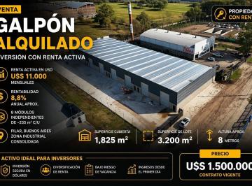 Bodega-Galpón · 1825m² · Venta Galpon Alquilado 1825 m² Cubiertos Pilar