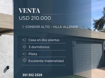 Casa · 255m² · 3 Dormitorios · 2 Cocheras · Casa en Venta en El Condor Alto de Villa Allende a m de La Ruta