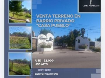 Terreno , Luján de Cuyo · Lizana Propiedades Vende Lote en B° Privado, Casa Pueblo, Calle Juan J. Paso