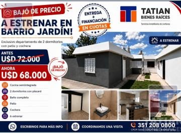Departamento · 60m² · 3 Ambientes · ¡A Estrenar en Barrio Jardín! Exclusivo Departamento de 2 Dorm. con Patio y Cochera