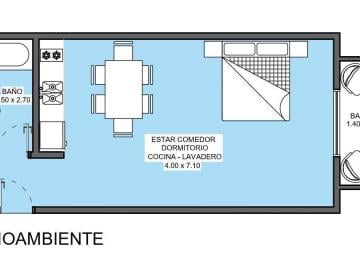 Departamento · 38m² · 1 Ambiente · Departamento Monoambiente con Balcón en Saavedra
