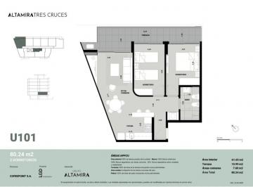 TBR-TBR-5505_2 · Venta Apartamento 2 Dorm. con Terraza Tres Cruces