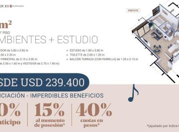 Departamento · 80m² · 2 Ambientes · 2 Ambientes con Estudio - Developer Xv Symphony