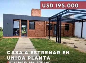 Casa · 150m² · 6 Ambientes · 1 Cochera · Casa en Venta a Estrenar de 3 Dorm. y Pileta en Planta Única en Tejas 4 – Malagueño