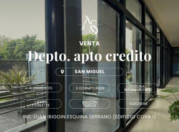 Departamento · 75m² · 4 Ambientes · 1 Cochera · Venta de Depto 4 Amb Apto Crédito en San Miguel
