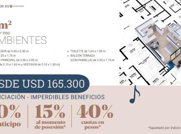 Departamento · 54m² · 2 Ambientes · 2 Ambientes en Pozo Balcón Terraza - Developer Xv Symphony