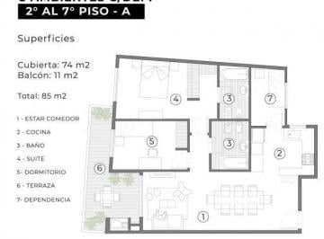 Departamento · 74m² · 3 Ambientes · 1 Cochera · Venta Departamento 3 Ambientes con Dependencia y Amenities