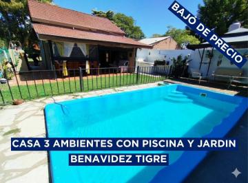 Casa · 176m² · 3 Ambientes · 2 Cocheras · Casa 3 Ambientes en Venta Benavidez Tigre Gba Norte con Piscina Jardin Galeria Oportunidad