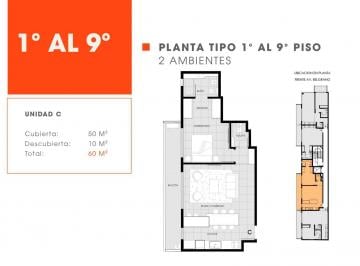 Departamento · 50m² · 2 Ambientes · Av Belgrano 3588 3° C - Almagro - 2 Ambientes con Balcón Amplio en Construcción