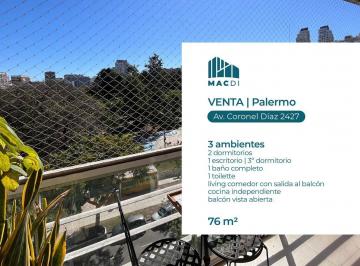Departamento · 71m² · 3 Ambientes · Excelente Departamento 3 Ambientes en Venta con Vista Al Parque Las Heras.