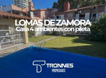 Casa de 4 ambientes, Lomas de Zamora · Venta - Casa 4 Ambientes en Dos Plantas, Sobre A. Alsina - Jardin, Pileta y Quincho - Lomas de Zamora