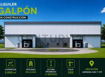 Bodega-Galpón · 2000m² · Alquiler, Galpón en Construccion en Polo 520, Av 520 y 197