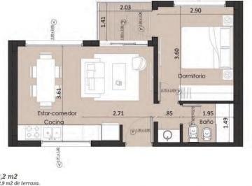 Departamento · 39m² · 2 Ambientes · Departamento - San José
