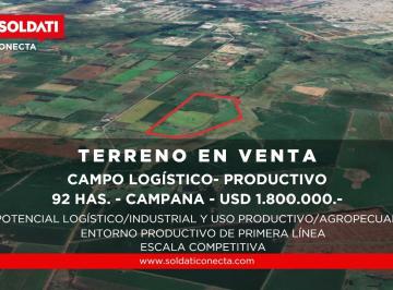 Terreno · 923211m² · Campo Logístico - Productivo de 92 Ha en Campana
