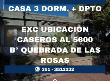 Casa de 5 ambientes, Córdoba · Casa C/ Dpto en Venta B° Quebrada de Las Rosas