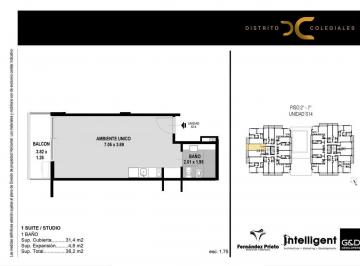 Departamento · 31m² · 1 Ambiente · Departamento - Colegiales
